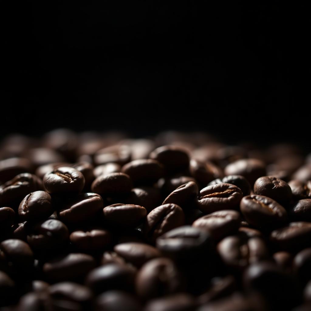 Detalhe macro de grãos de café torrados